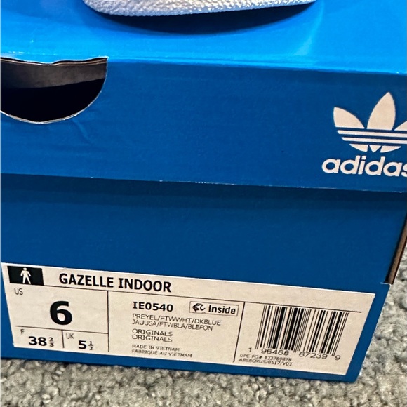 Adidas Gazelle Indoor Preloved Yellow Cloud White Dark Blue IE0540 Size Men’s 6 - Picture 6 of 6